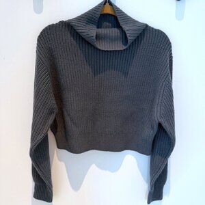 NWT Aritzia Wilfred Montpelier Waist Cropped Turtleneck Sweater in Gray S